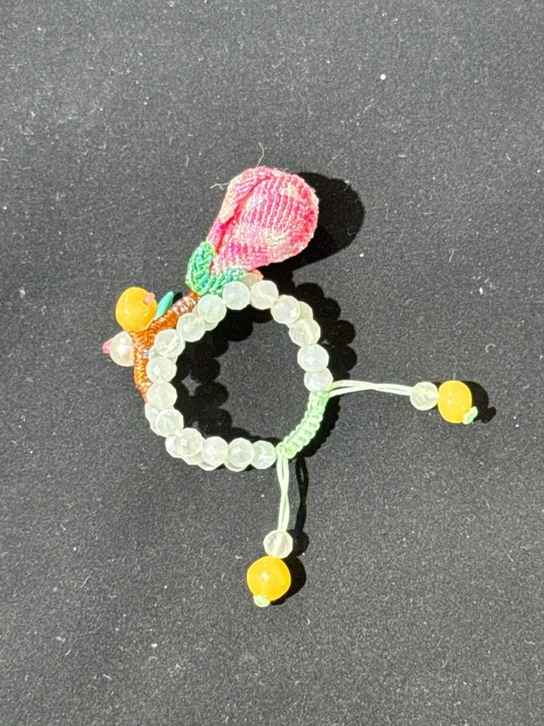 琥珀蜜蜡花朵戒指编织时尚