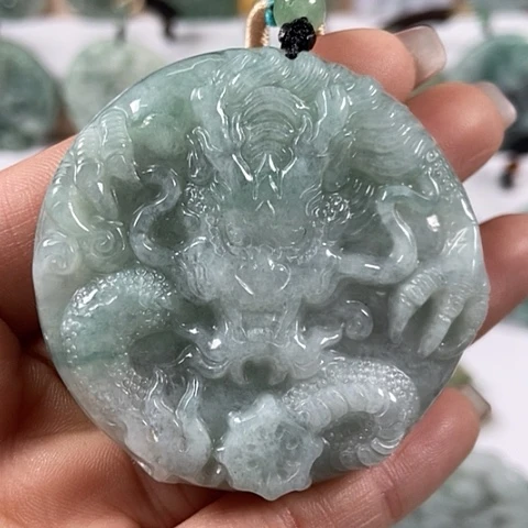 翡翠颈饰未镶嵌龙凤呈祥两面工福利