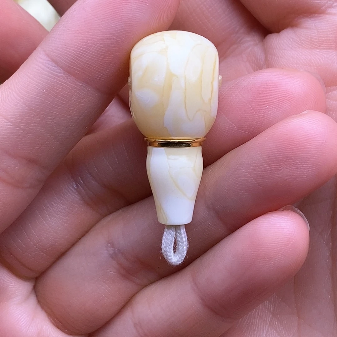 琥珀裸石18K金镶嵌15.5mm 蜜蜡金腰带三通