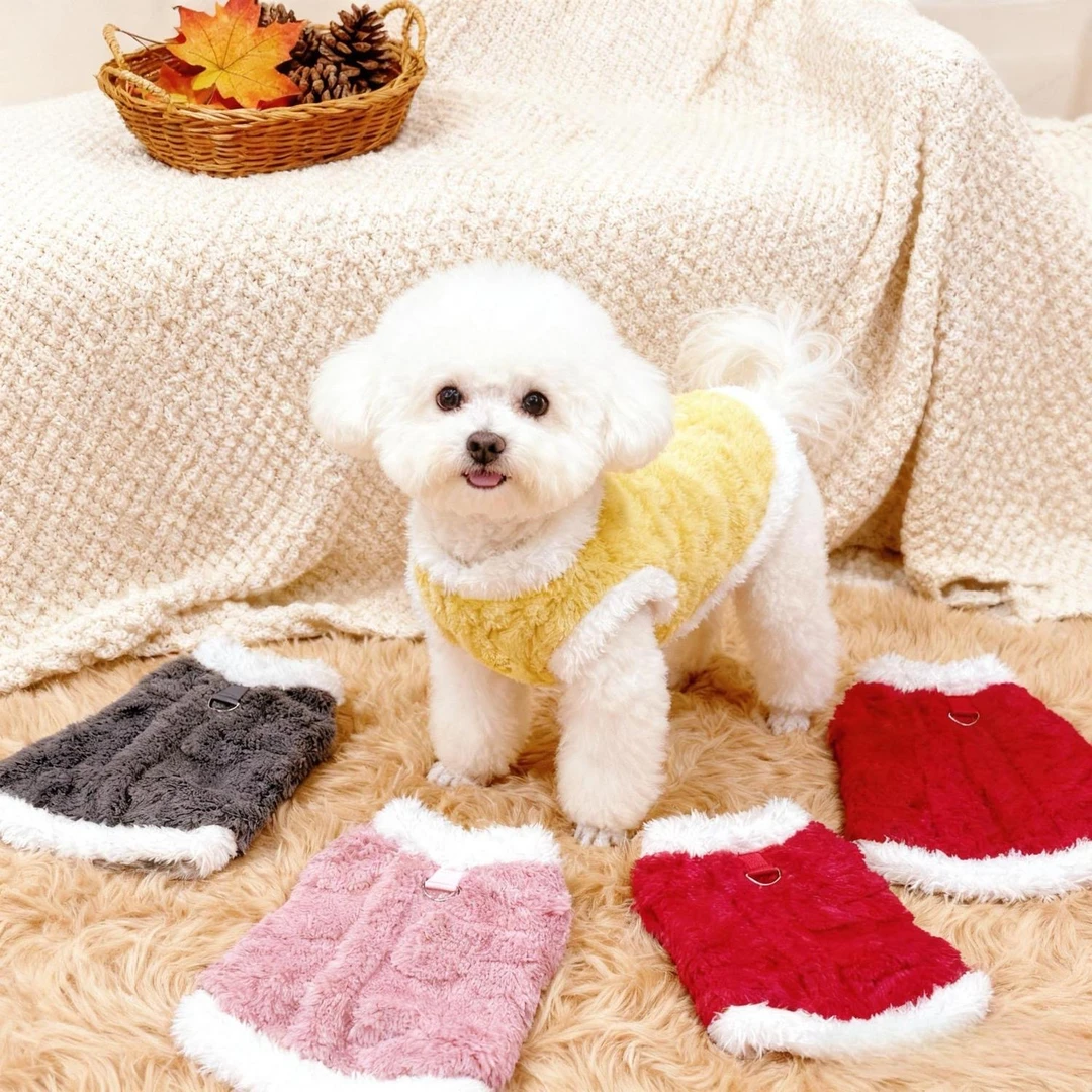 秋冬款狗狗猫咪衣服加绒加厚保暖背心双面绒牵引小中大型犬通用