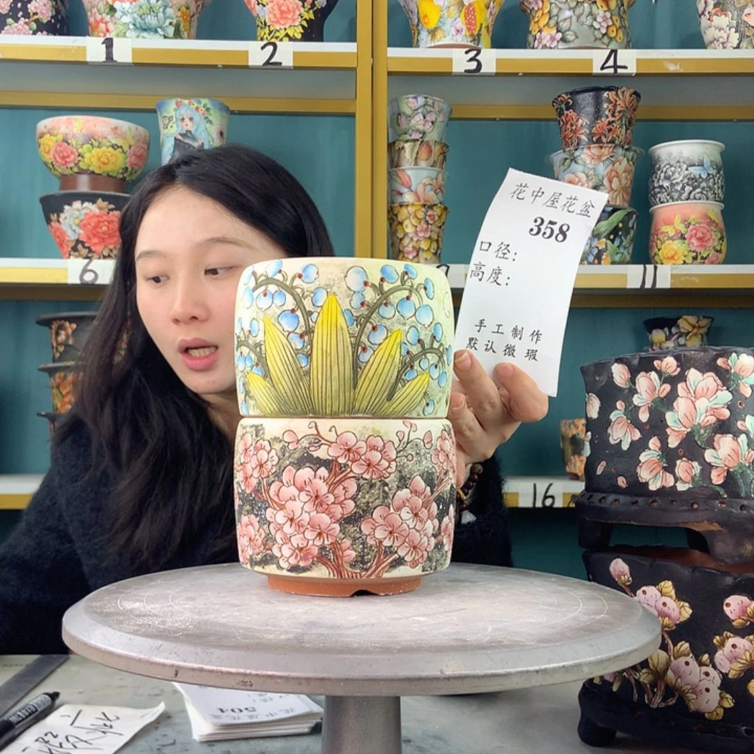 若***.陶景德镇手工花盆358