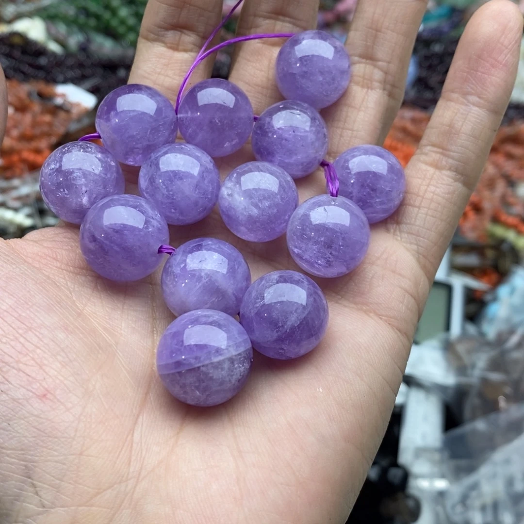 玛瑙/玉髓未镶嵌珠宝半成品一颗天然16mm薰衣紫水晶圆珠