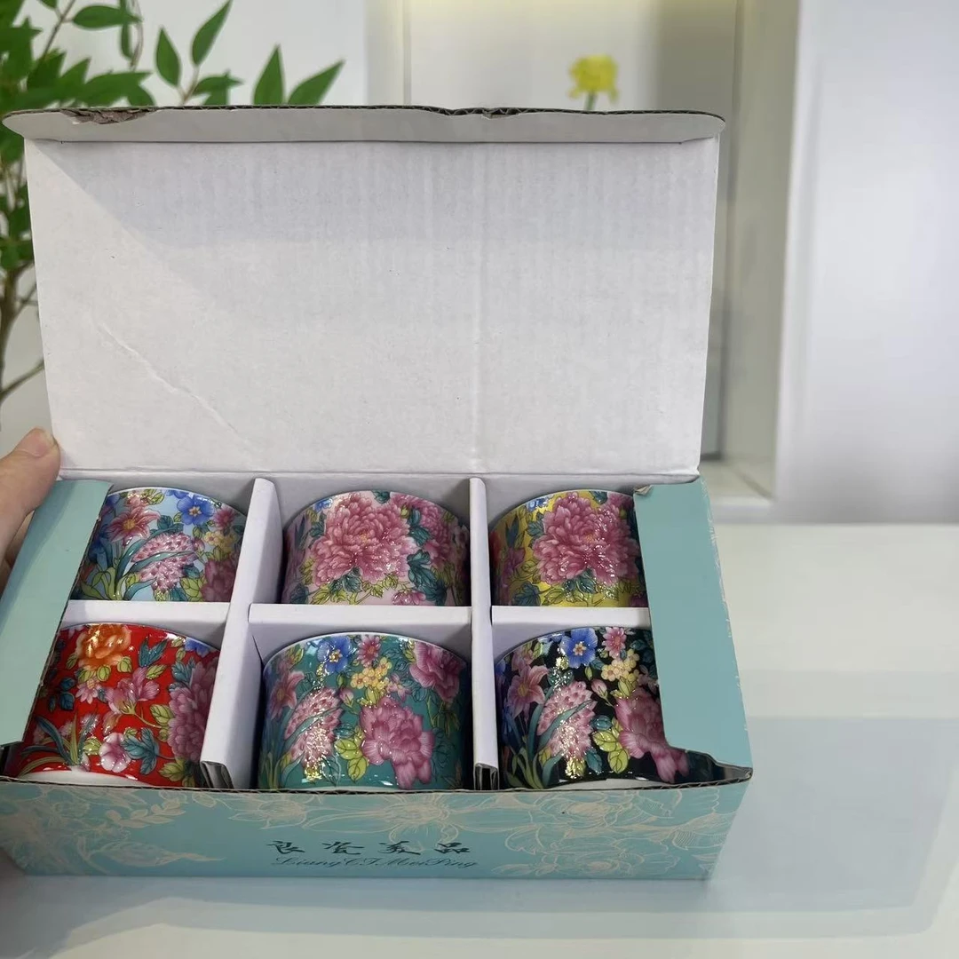 珐琅彩万花-品茗杯礼盒装@1109（xp）