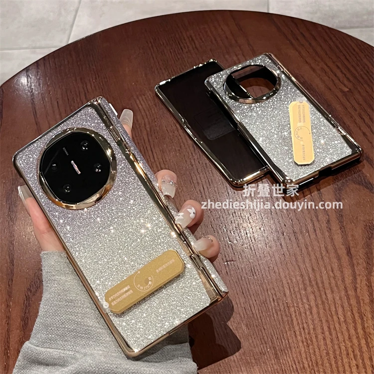 适用华为matex5手机壳matex6高端满天星闪粉支架中轴全包壳膜一体