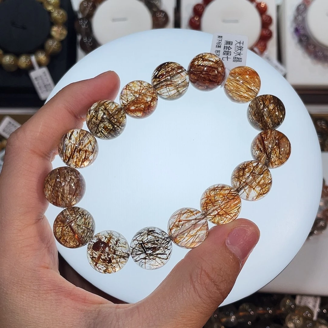 手链未镶嵌水晶高品质黑金超七14.5mm