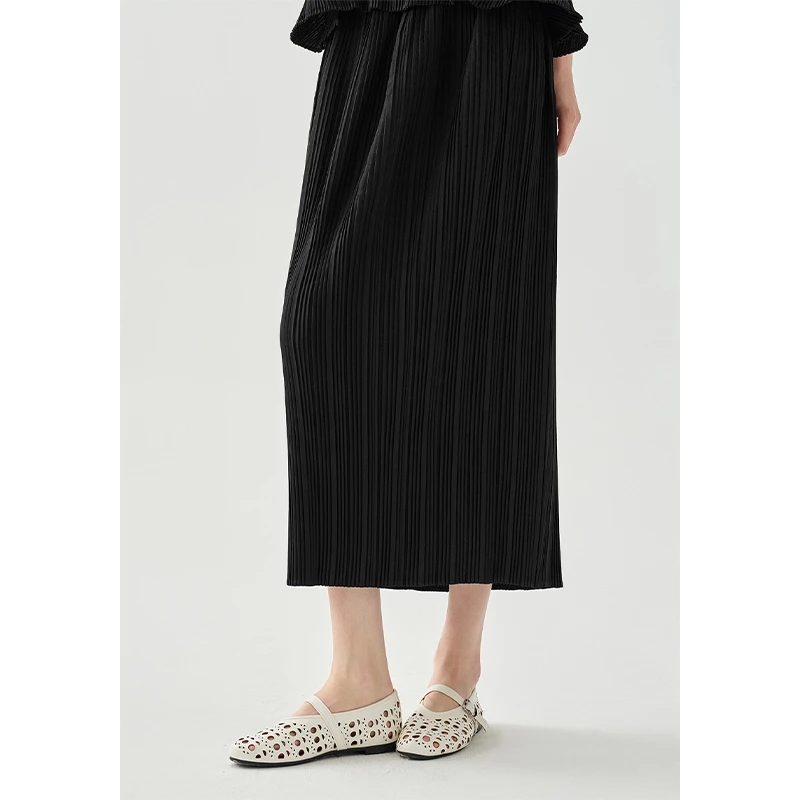 【静奢千金】茶愫风琴褶肌理感一步裙花苞半身裙KS0402D21