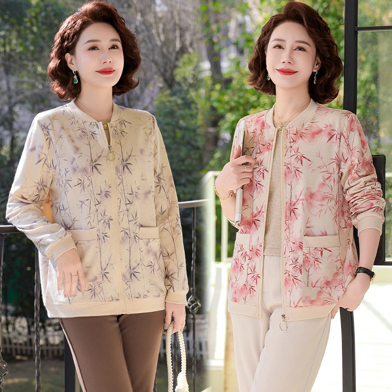 妈妈春装2025新款碎花夹克上衣洋气阔太太中老年女装小衫短款外套