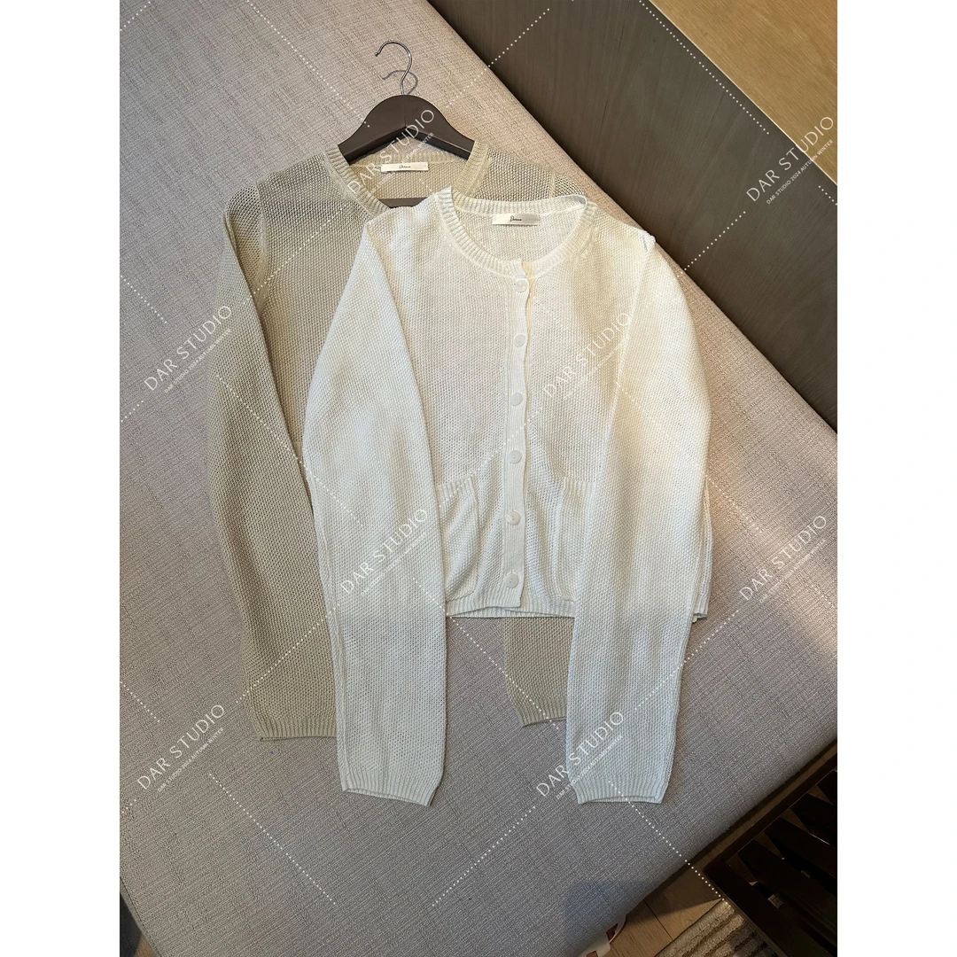 DAR STUDIO 深圳货【亚麻开衫】100纯亚麻立体贴袋开衫针织衫88442