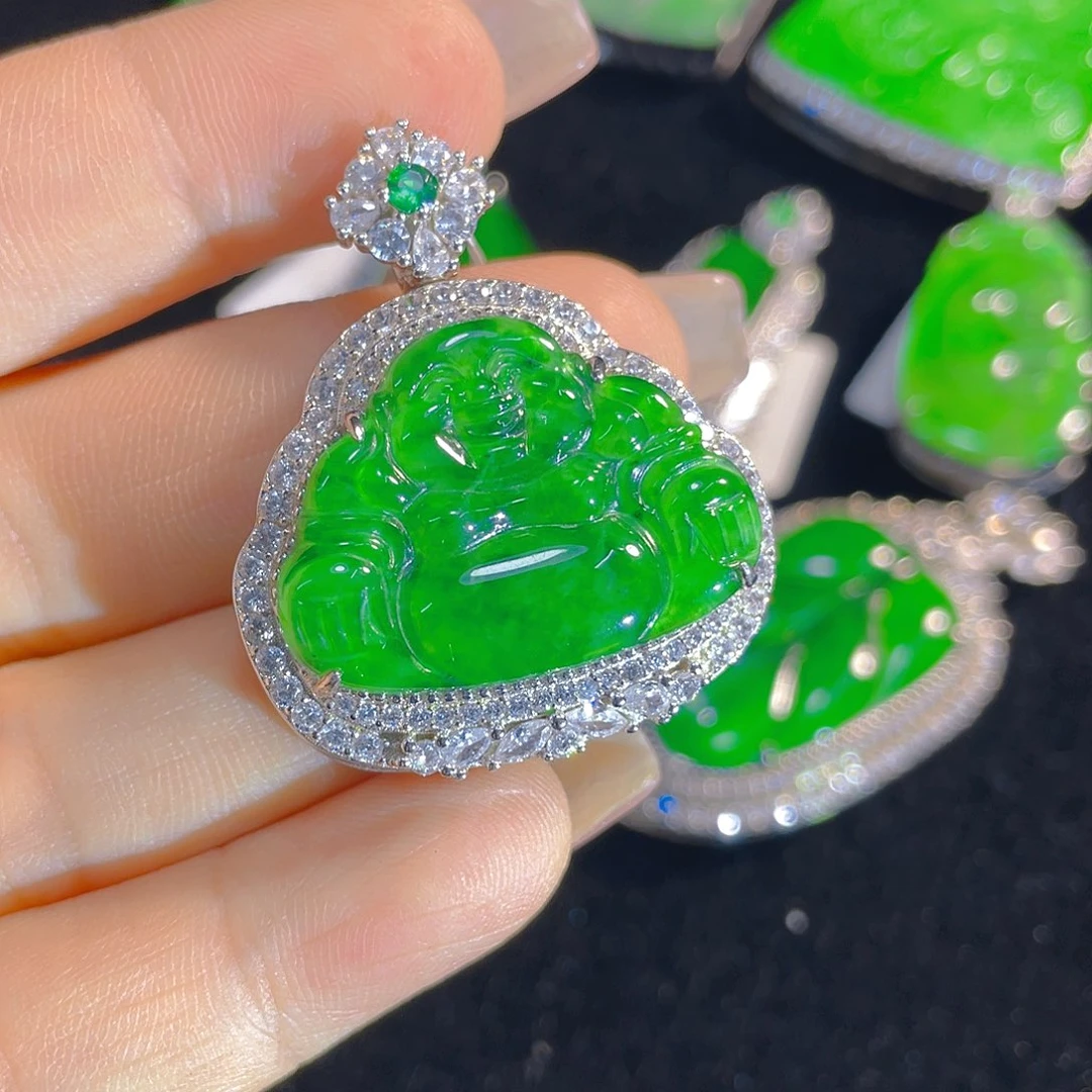 翡翠银S925镶嵌颈饰天然