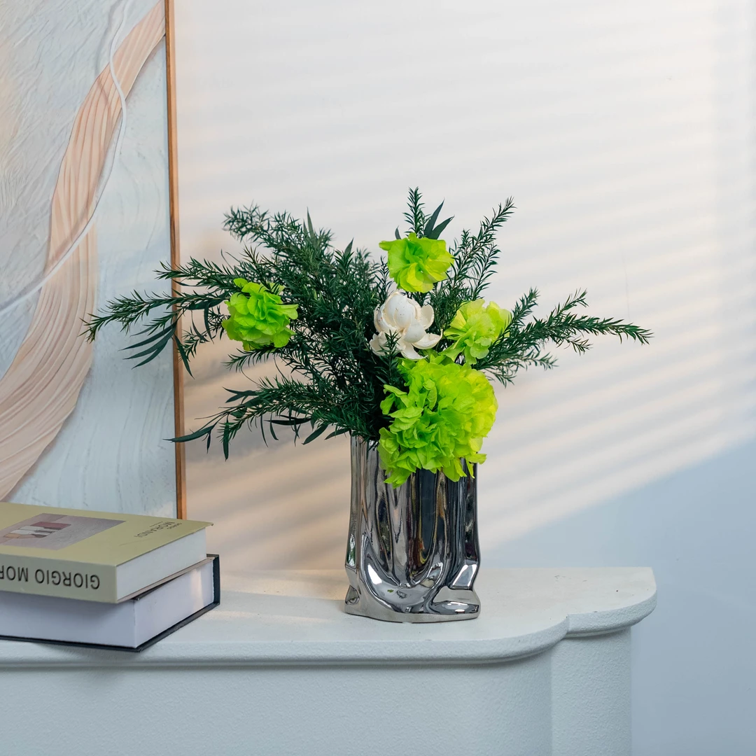 「翠影」花束轻奢美式创意欧式样板房陶瓷花瓶永生花摆设