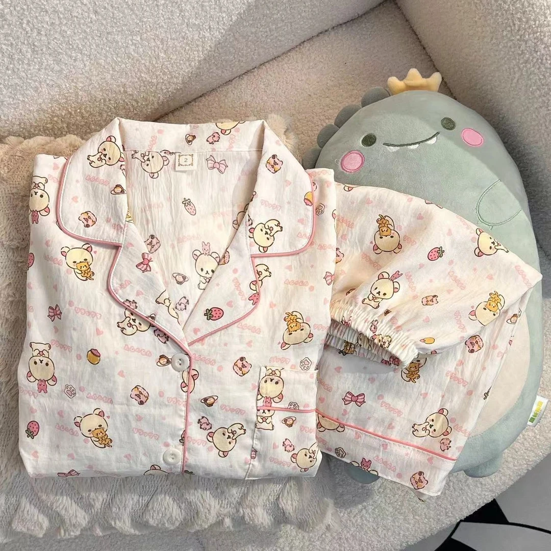 云朵棉短袖睡衣女夏季大码新款300斤卡通可爱可外穿家居服套装
