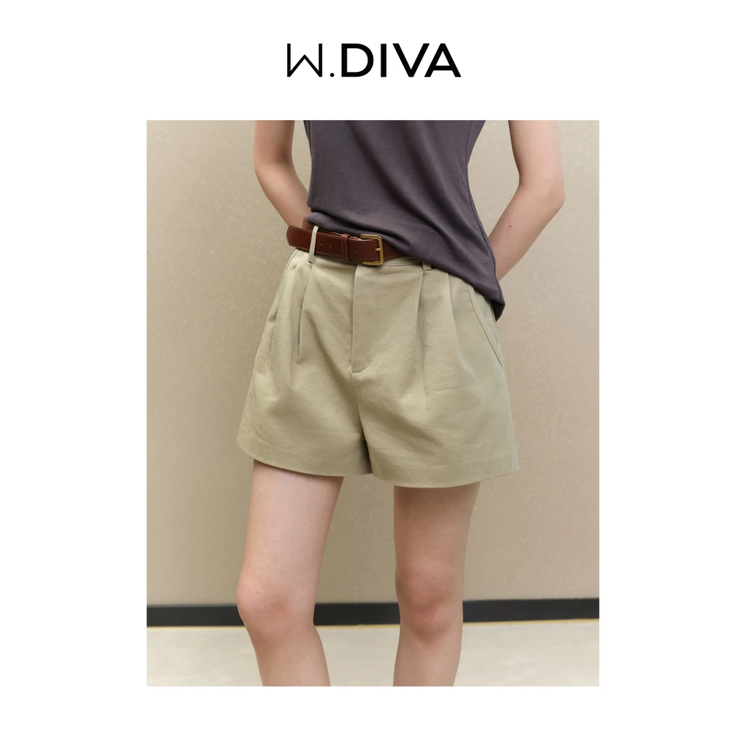 W.Diva【浮生】100棉夏季洋气时尚百搭极简休闲裤短裤51K251598