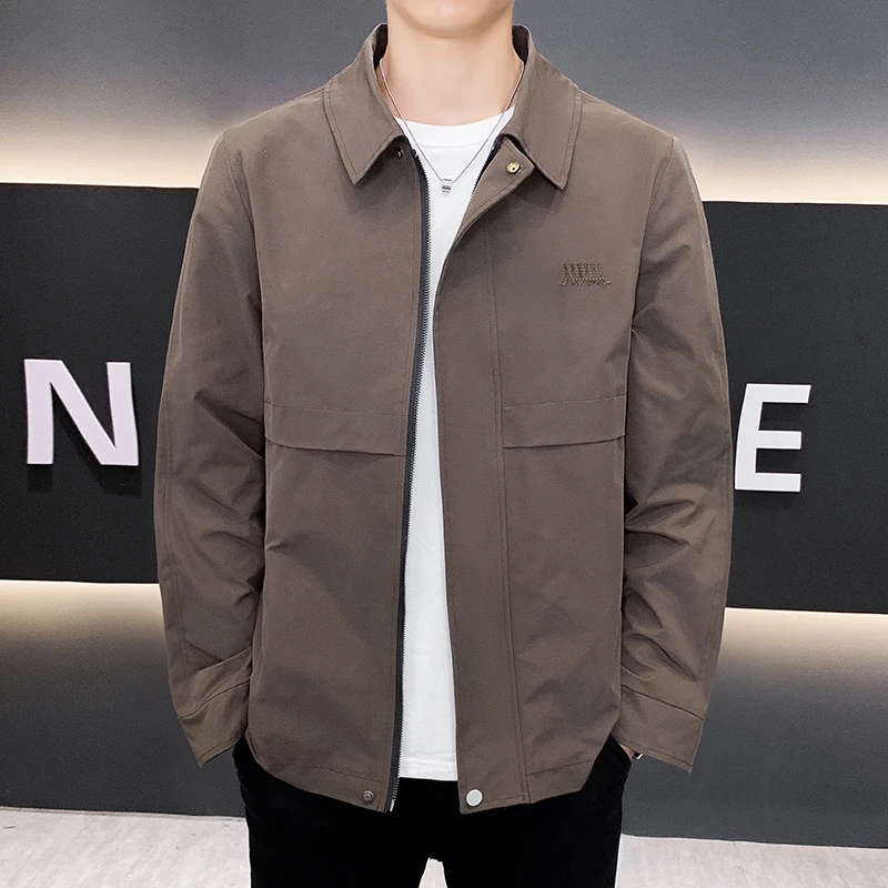 青年修身帅气百搭翻领夹克春季韩版潮流男士外套潮牌休闲时尚上衣