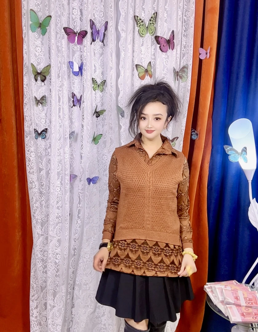 两件套毛衣女春秋季新款韩版针织背心百搭洋气蕾丝衫上衣打底衫潮