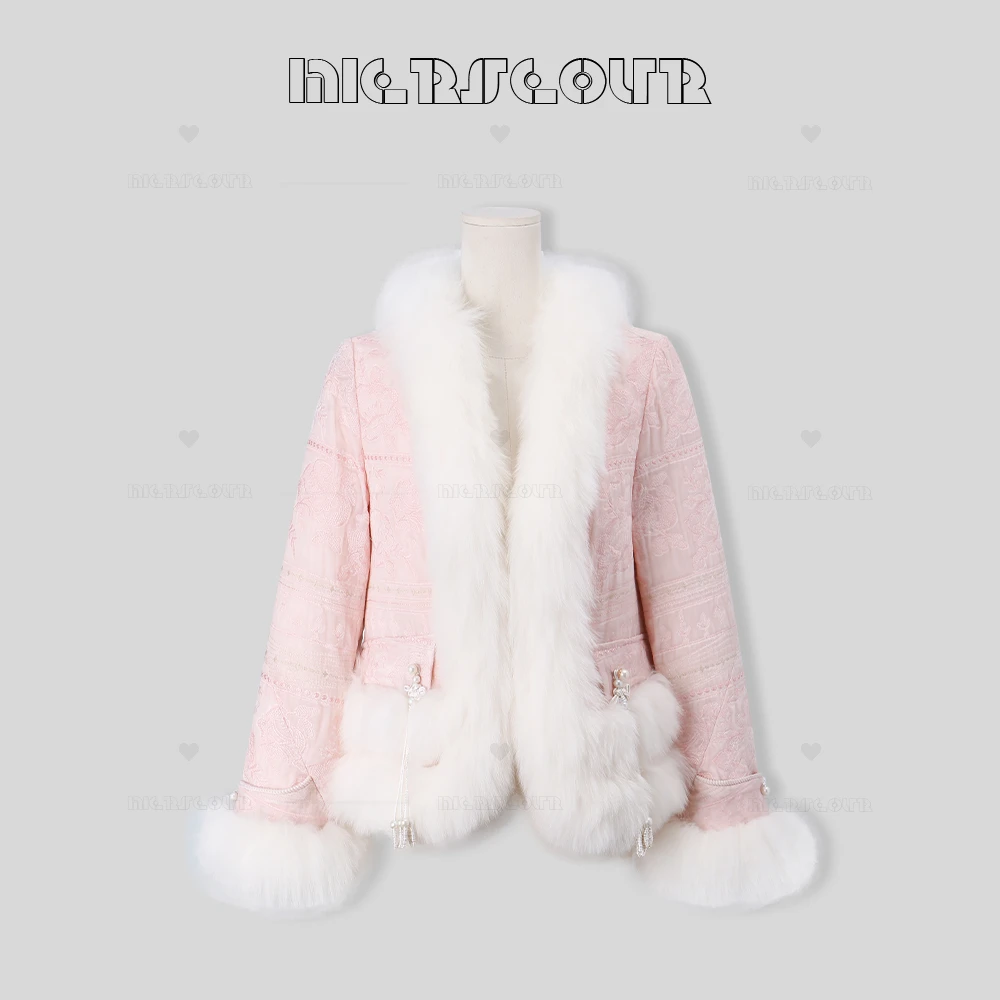 冬季新款中式千金感狐狸毛领羽绒服97823