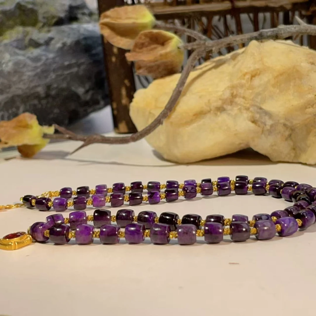 舒俱来直切高阶帝王紫桶珠项链/18k/3-5mm/40cm/AZB4683（弋阳）