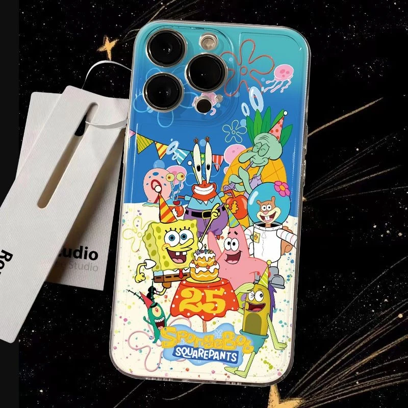 海绵宝宝周年庆适用苹果16PROMAX手机壳iPhone15可爱14卡通13软壳