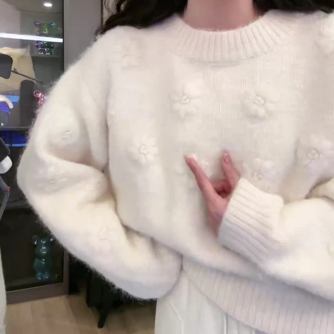 2025秋冬新款立体花慵懒毛衣LK2501020
