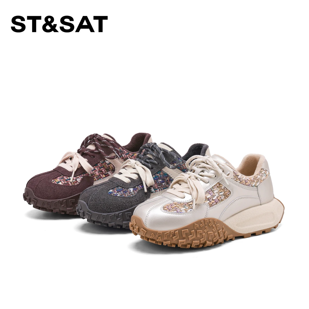 St&Sat/星期六时尚休闲鞋2025冬季新款时尚百搭厚底加绒阿甘鞋