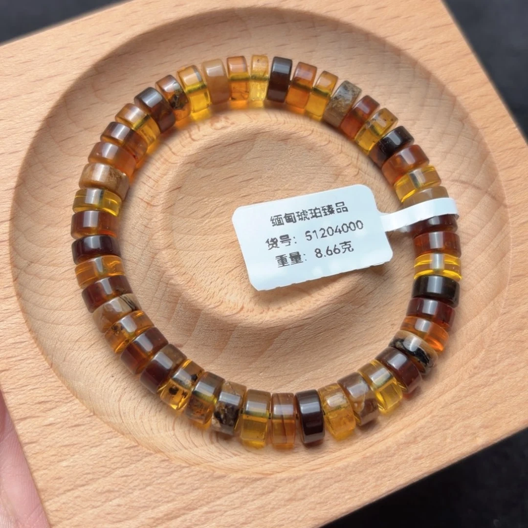 琥珀未镶嵌珠宝奇石8mm多宝药片珠