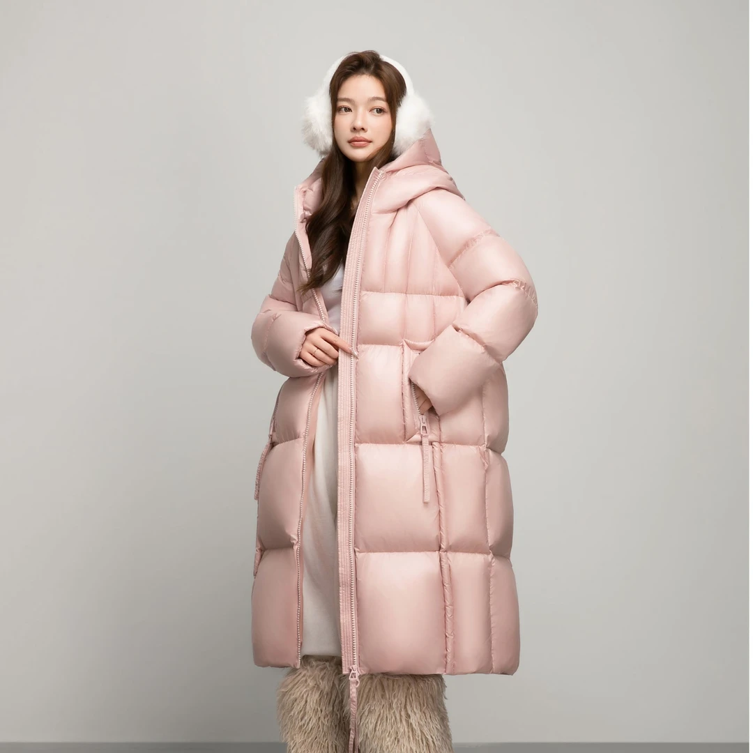 AIMISS/爱美斯长款轻奢泡芙羽绒服时尚休闲秋冬鹅绒服A089005