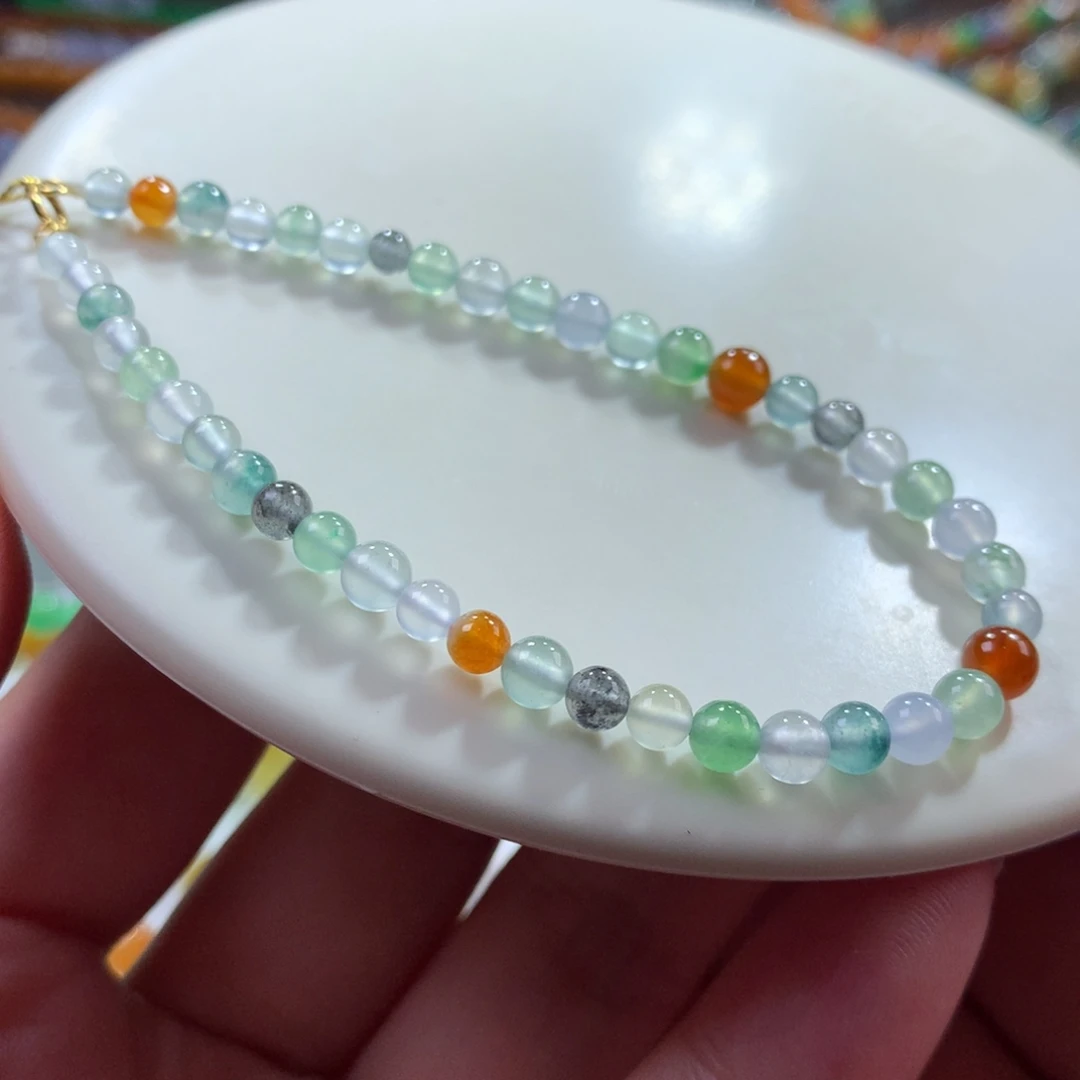 翡翠未镶嵌手链翡翠玻璃钢糖果缤纷卡4～5+