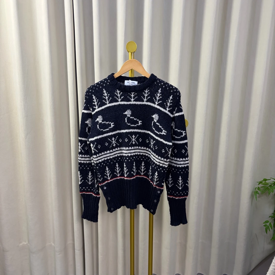 99新 THOMBROWNE 深蓝雪花小鸭毛衣 1码/99新