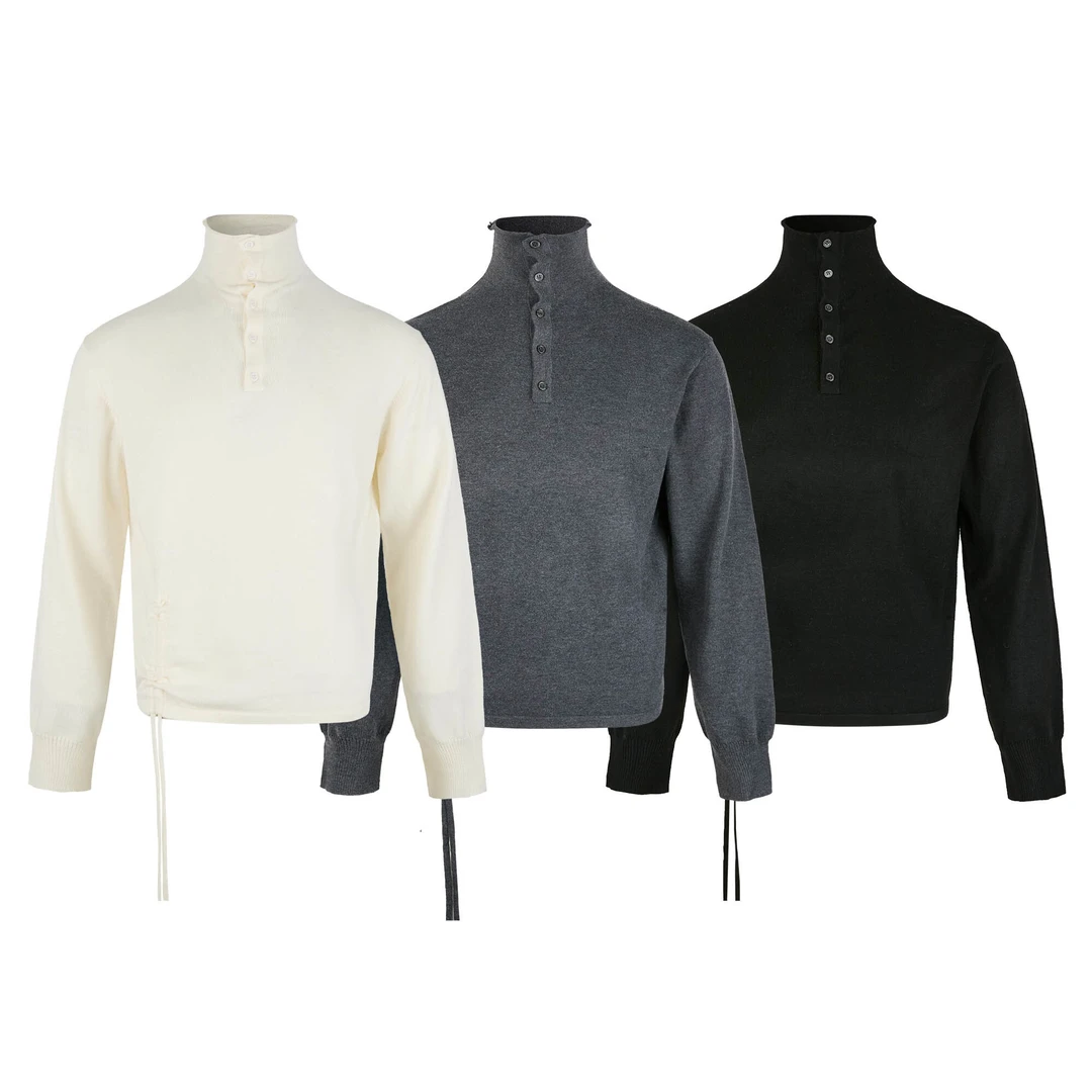 莫狂少年「折棘」卷边多形态 特种绣羊毛混纺针织打底衫