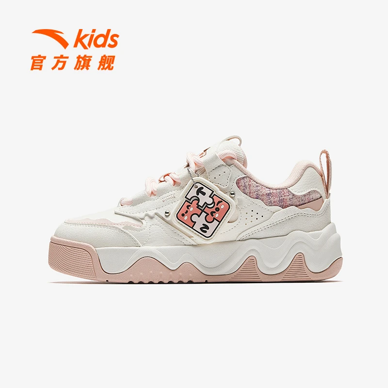 安踏儿童女大童板鞋2025新款上新舒适防滑耐磨青少年时尚百搭板鞋