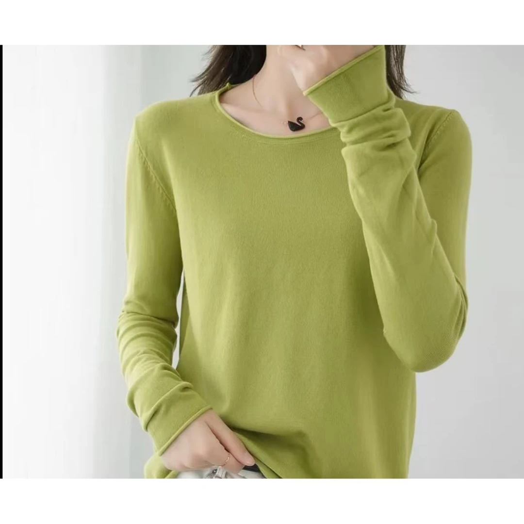 秋冬上新100%绵羊毛卷包圆领女式羊毛衫25DAK0998