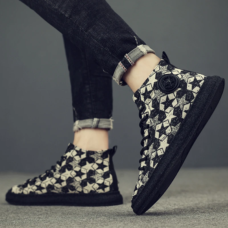 高帮鞋板鞋男鞋帆布鞋男鞋潮流百搭休闲鞋男韩版板鞋2025新款潮鞋