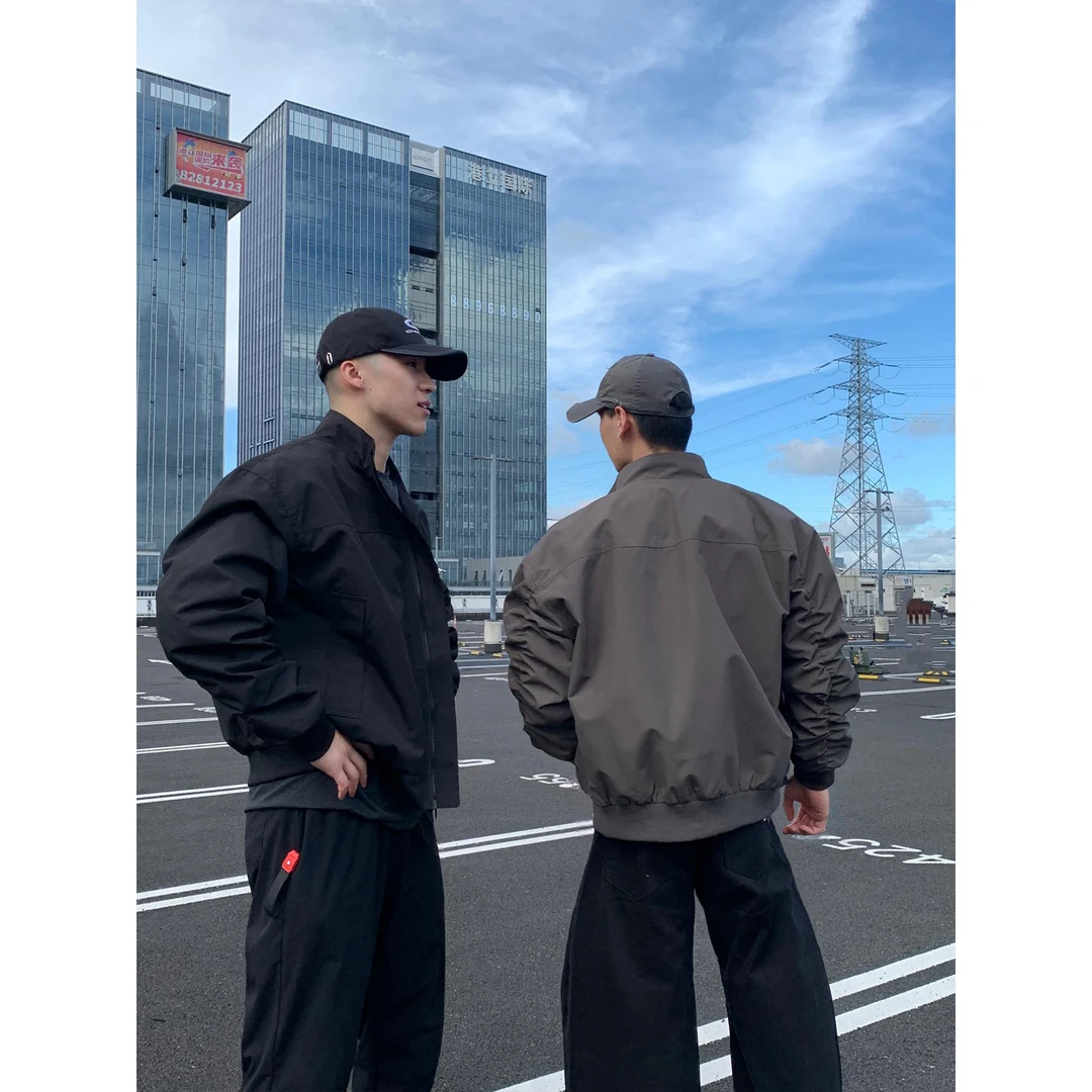 美式教练三防飞行夹克男款秋季高级感痞帅立领工装外套机车棒球服