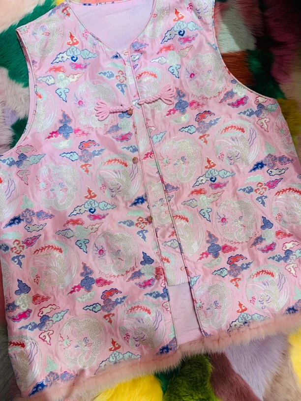 马夹马甲印花花色民族风上衣中国风绣花秋冬中式提花