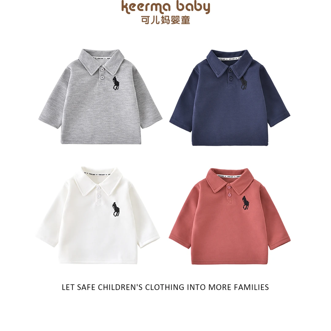 【可儿妈】儿童POLO衫翻领T恤秋季新款男女宝宝长袖洋气打底衫