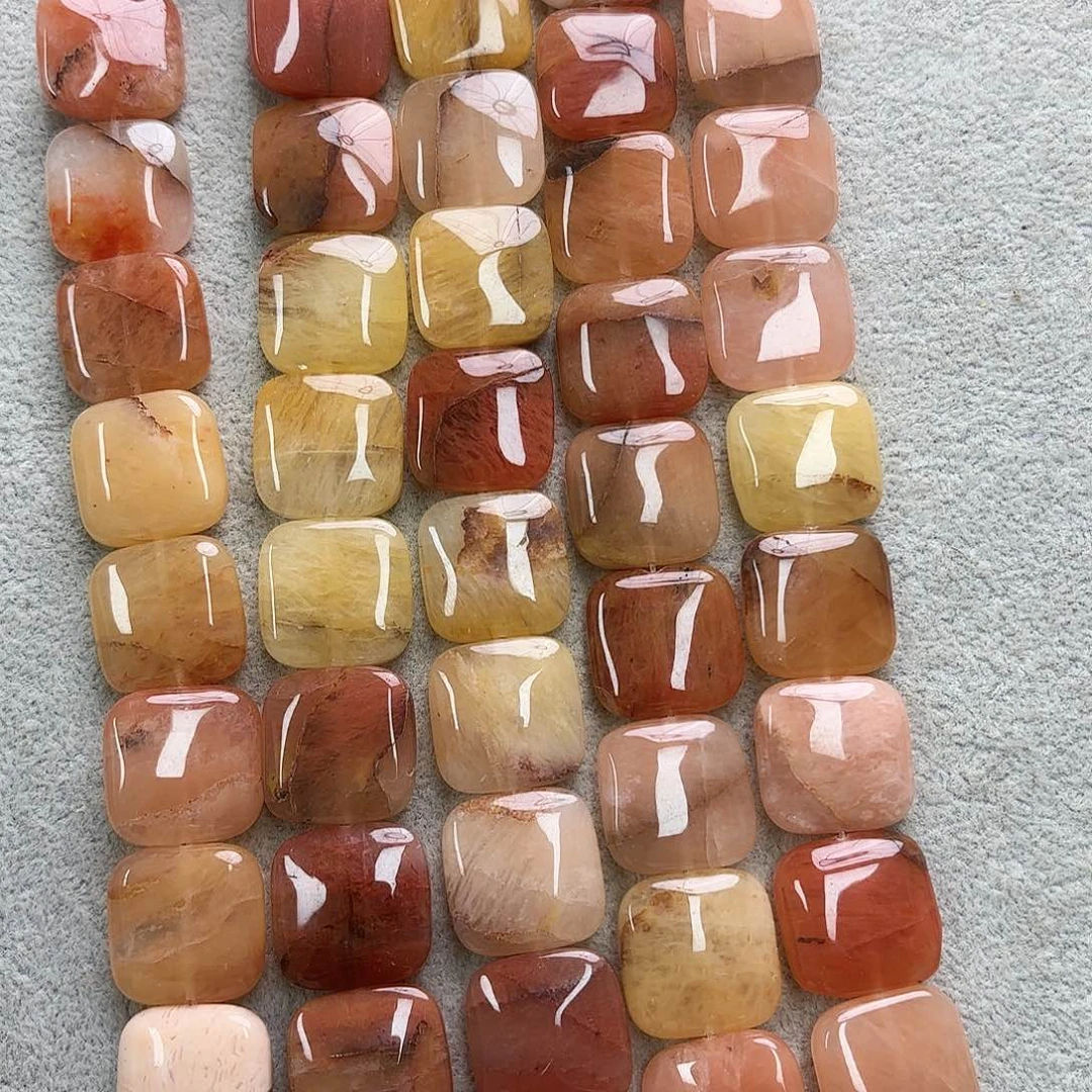 玛瑙/玉髓未镶嵌珠宝半成品卡20红东陵方片一条