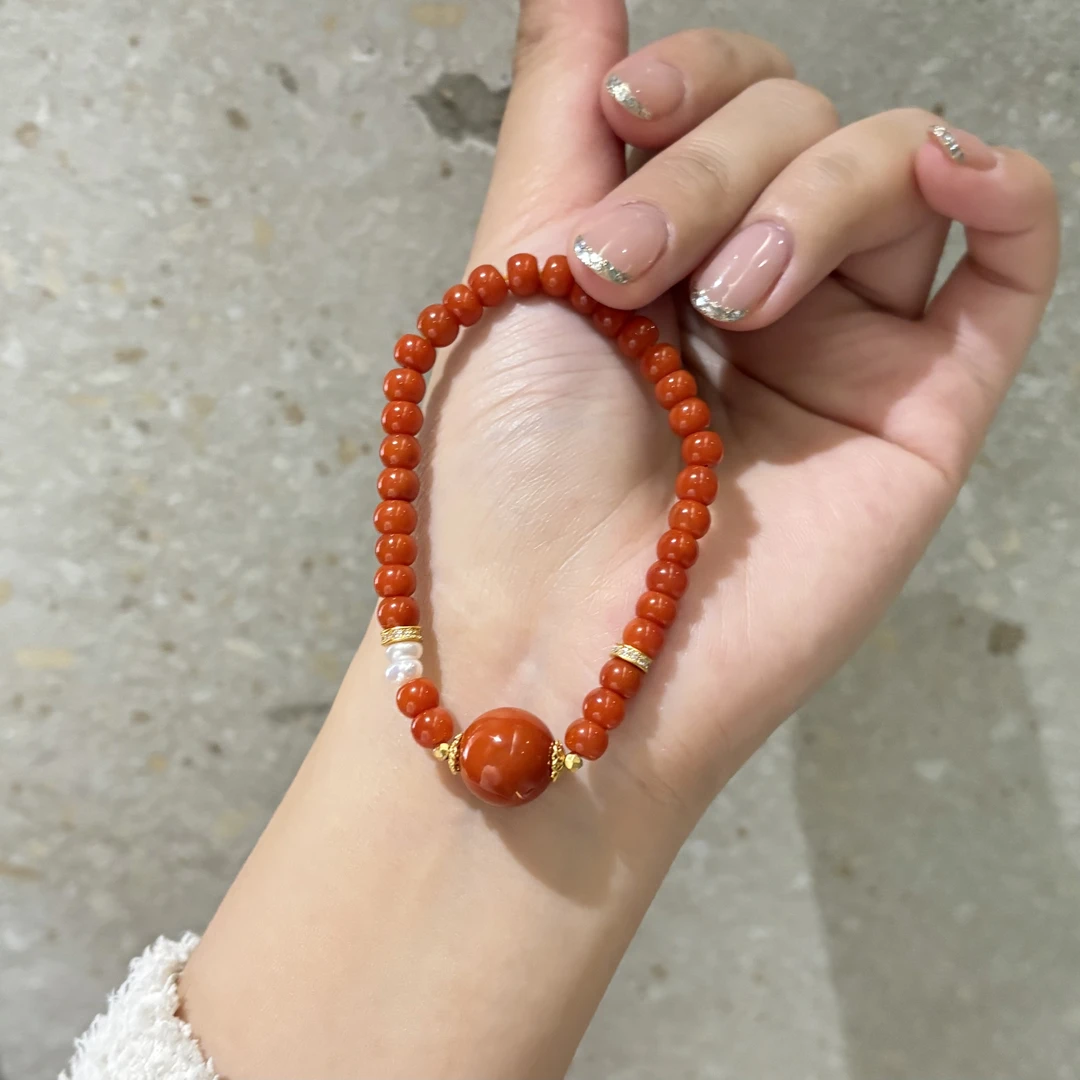 天然南红玛瑙单圈设计款本命年手串手链手饰5mm