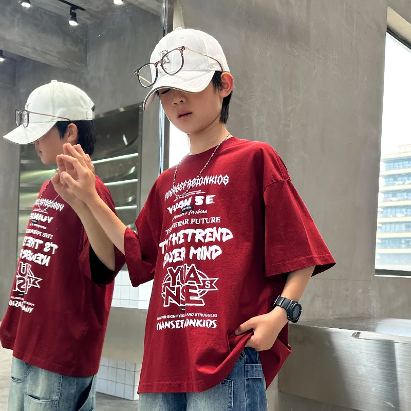 儿童夏季短袖T恤2025新款男童装韩版宽松百搭美式休闲薄款夏装潮t