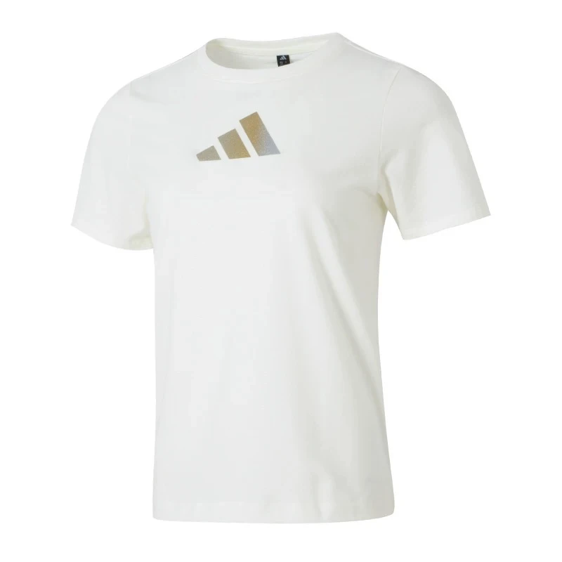 adidas/阿迪达斯女款舒适动动套头休闲短袖T恤米白色JM8803