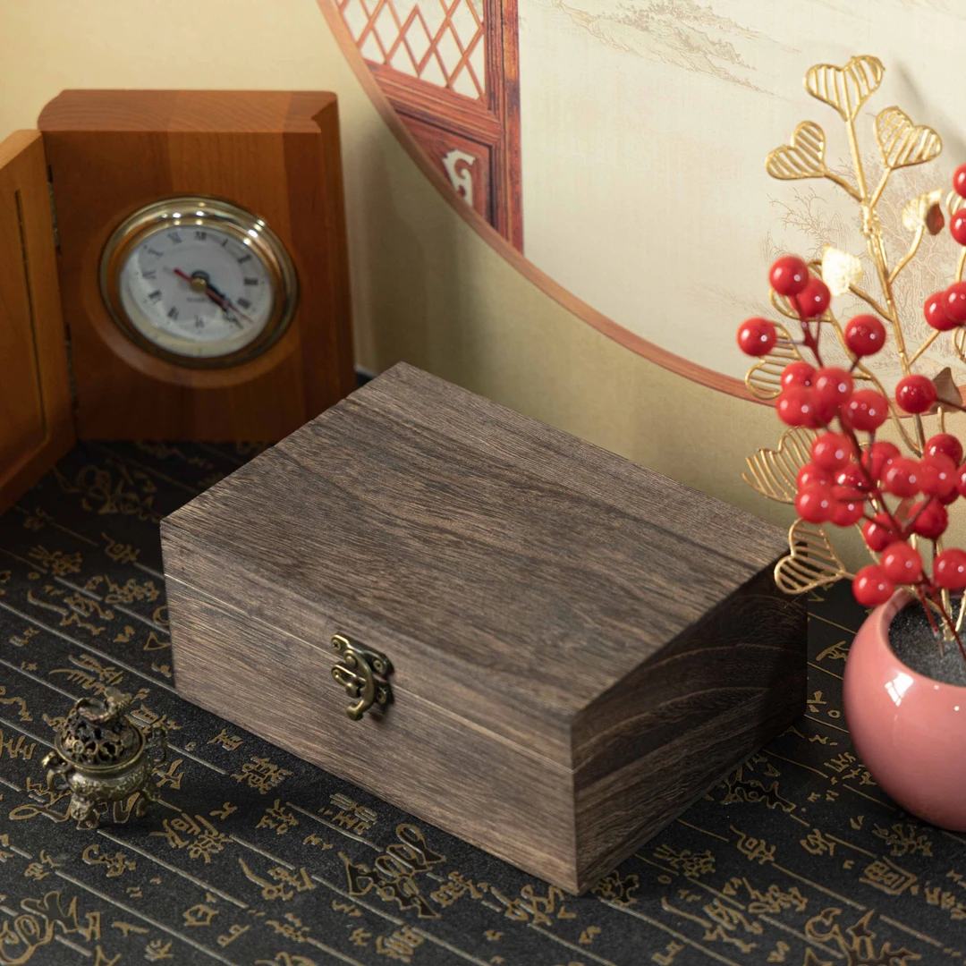 实木收纳复古精致木小箱子小盒子木质方形家用创意小摆件1129
