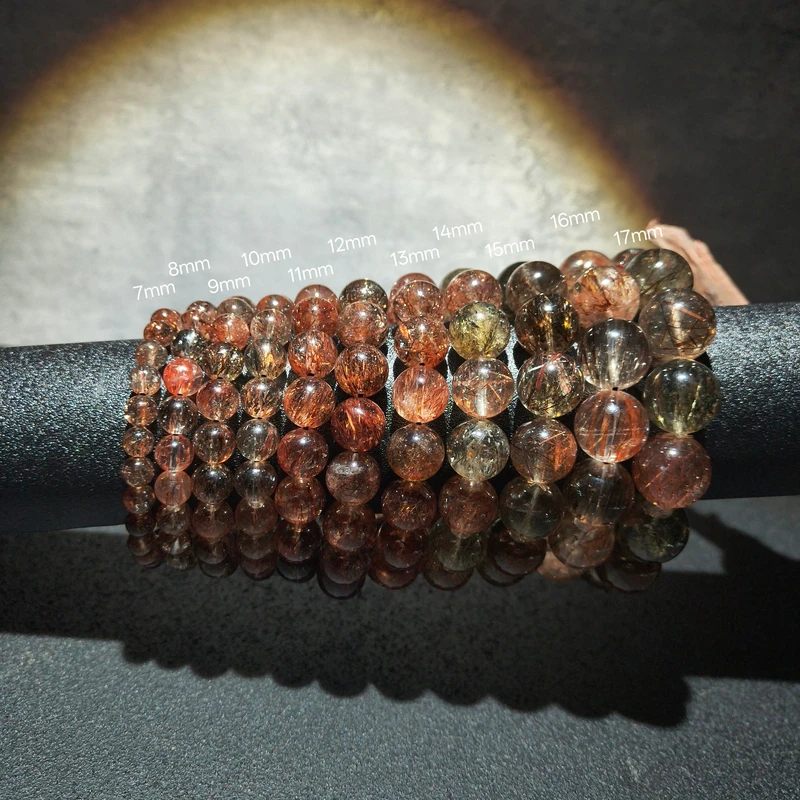 【黑胖珠宝】H0148 天然水晶黑金超单圈手串多样性发其一