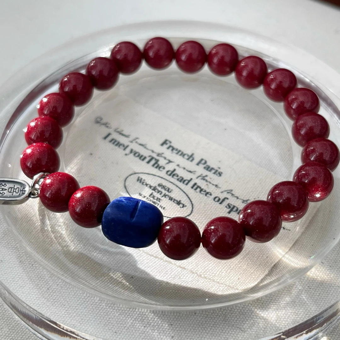 AIZIRANN 含辰砂工艺品｜平安喜乐青金朱砂手串 04