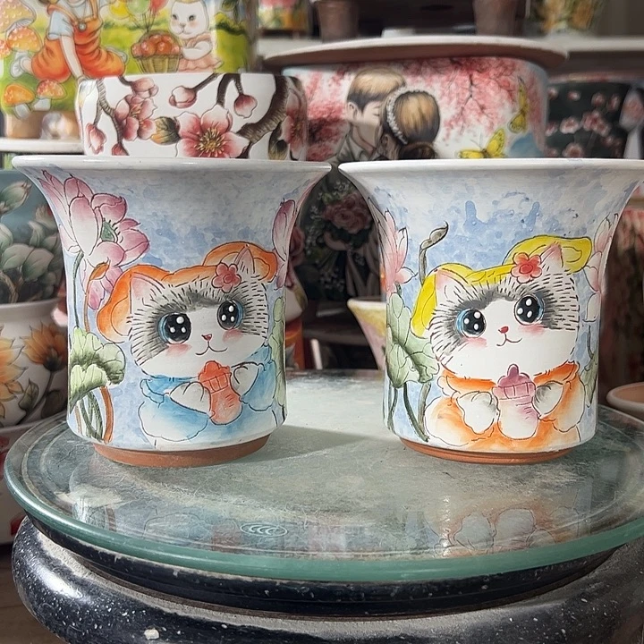 景德镇手绘花盆满38包邮