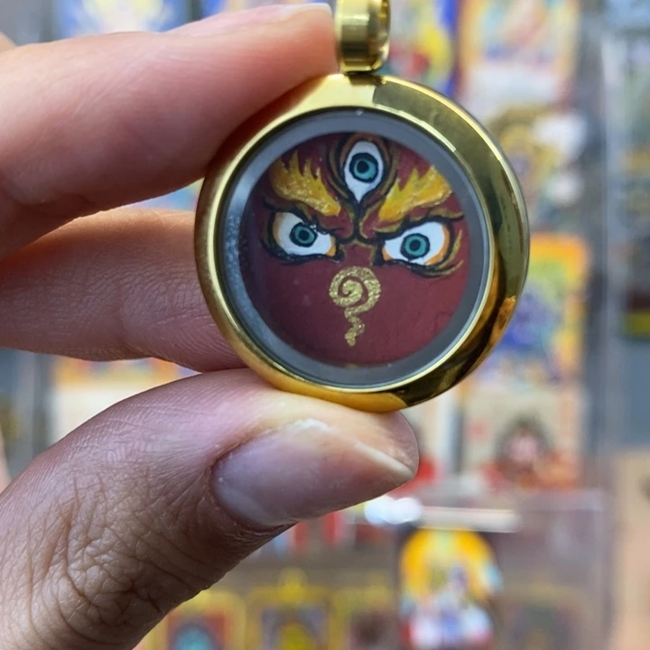 五路财神红财神法眼纯手绘唐卡2cm