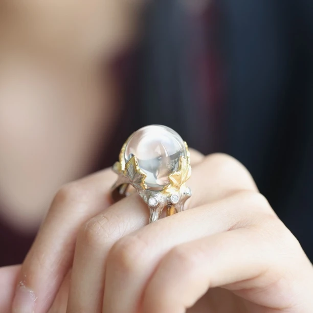 灿雪·银镶水晶圆珠戒指SY春日珠宝贵气珠宝小众珠宝