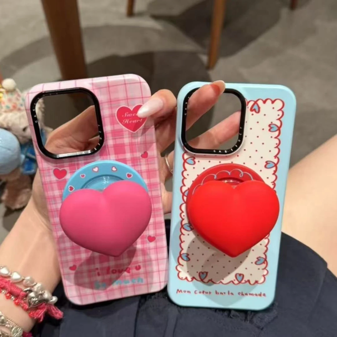 少女心格纹磁吸壳适用iPhone16promax手机壳苹果15pro小众14/13