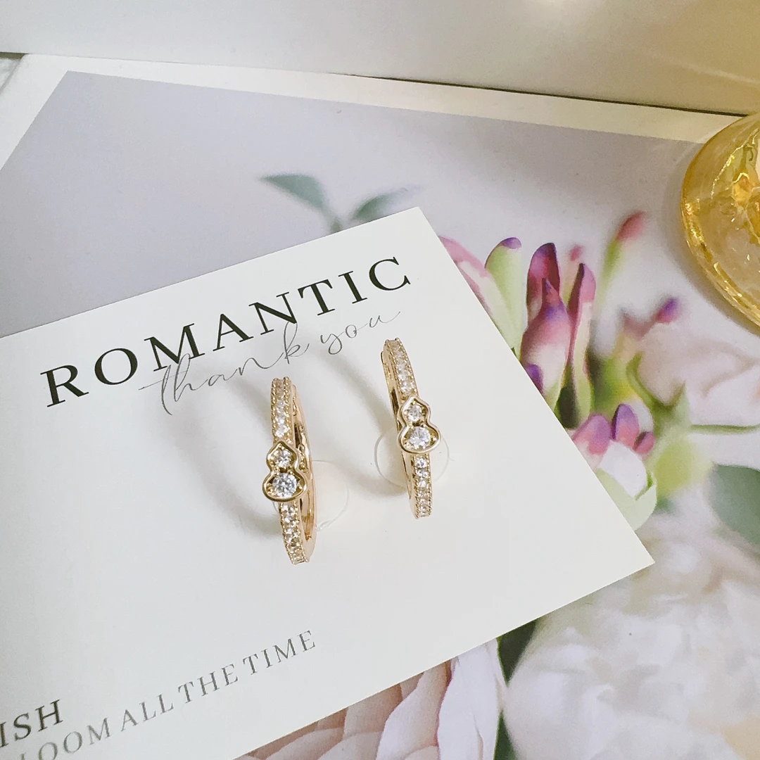 铜合金锆石耳饰 4488 玫瑰金色葫芦耳圈2cm