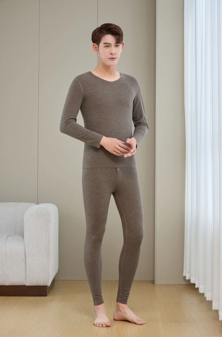 秋衣保暖加绒无痕保暖套装常规款男士纯色