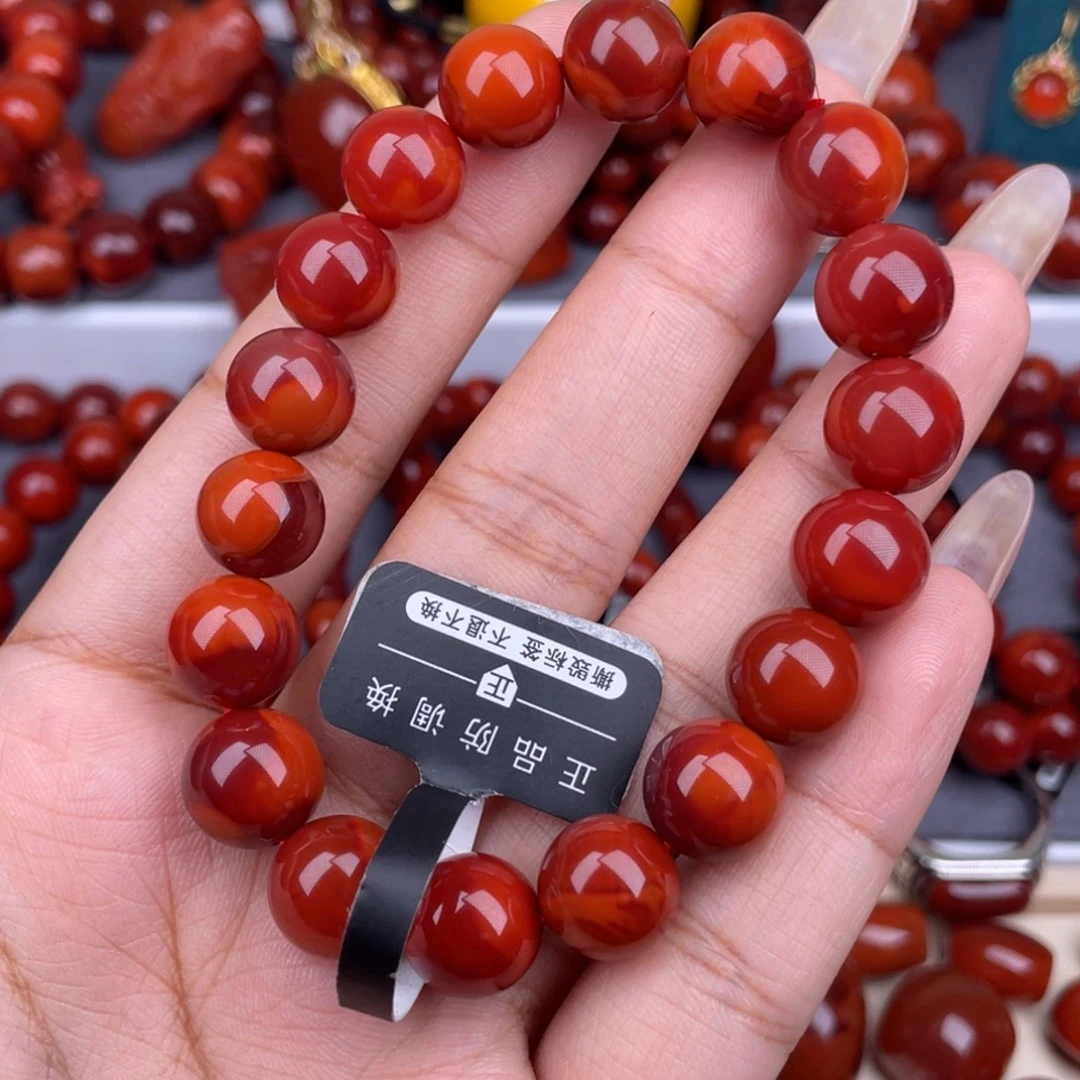 南红玛瑙未镶嵌其他天然原矿）10.7mm瓦西玫红双色