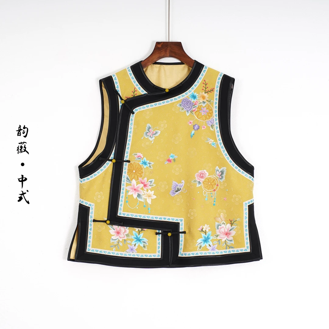 3072女士上衣马甲中国风传统国风中式琵琶襟满绣马甲0307