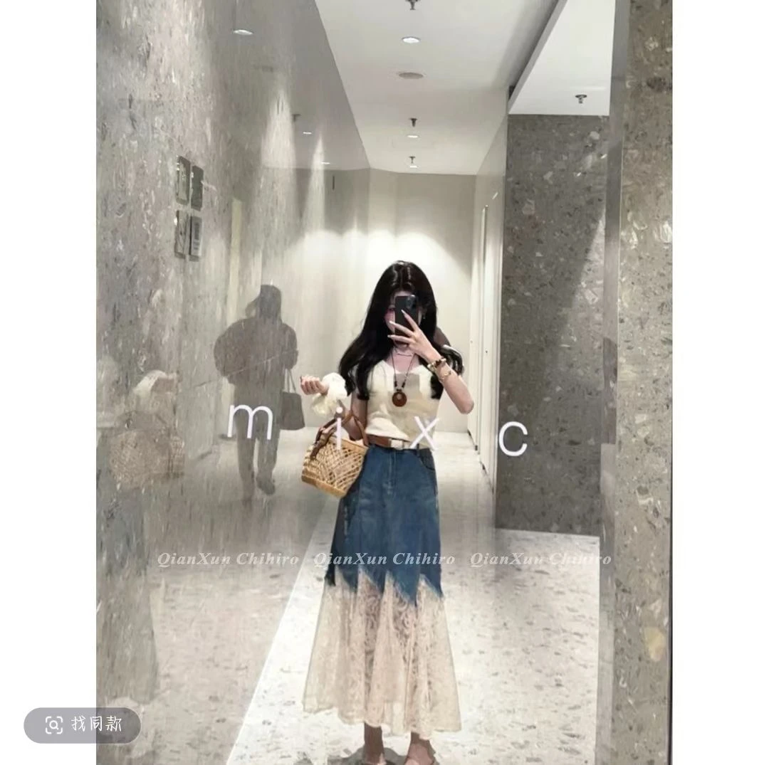 浩哥女装铭顺●诺丁山白桥C5NZK3265A蕾丝拼接半身裙预（送腰带）